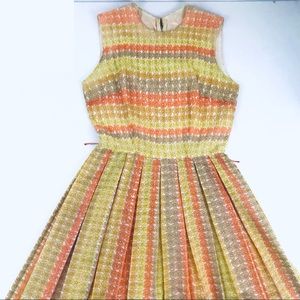 Vintage Metal Zip Pastel Floral Sundress Midi Dress XS S